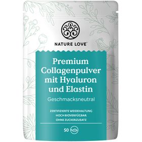 NATURE LOVE® Premium Collagen Pulver mit Hyaluronsäure & Elastin - 500g - Peptide Typ 1&3 - neutral