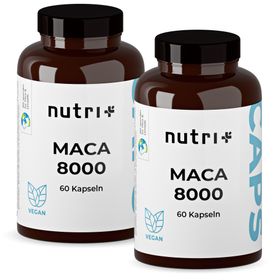 nutri+ Maca Kapseln schwarz rot gelb - 2x 60 Stück