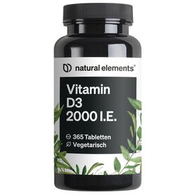 natural elements Vitamin D3 2000 I.E. – 365 Tabletten – für Knochen und Immunsystem