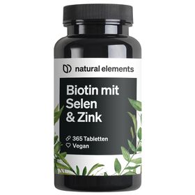 natural elements Biotin, Selen & Zink – Haut, Haare & Nägel – 365 Tabletten – Ohne Magnesiumstearat