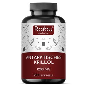 RAIBU Krillöl Kapseln 1.200 mg, Reich an Omega-3, -6, -9, Astaxanthin und Phospholipiden