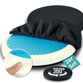 ELONEO 2x Drehkissen für Autositz mit Gel, Einstiegshilfe/Ausstiegshilfe, inkl. Bezug Ø 40