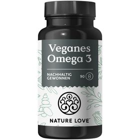 NATURE LOVE® Omega 3 vegan - hochdosiert mit 1.444 mg Algenöl pro Tagesdosis - 90 Kapseln