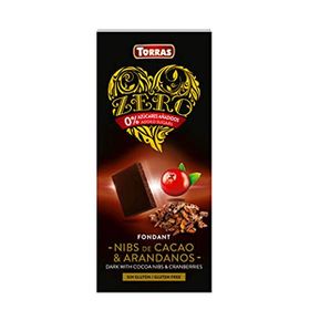 Torras Zero Dark, Cocoa Nibs&Cranberries Chocolate