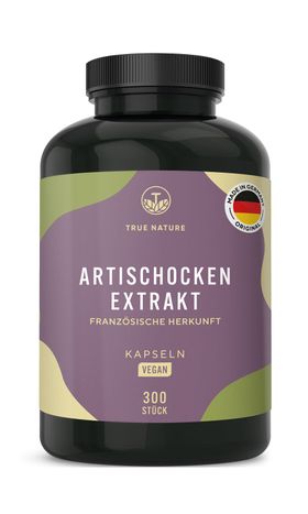 TRUE NATURE® Artischocken Extrakt Kapseln mit 2,5% Cynarin - Vegan & Made in Germany