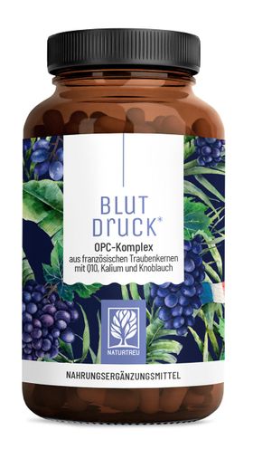Blutdruck OPC Komplex Traubenkern Extrakt 90 vegane Kapseln hochdosiert Q10 NATURTREU®