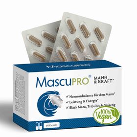 MascuPRO Mann & Kraft | Hormon Balance & Energie | schwarzes Maca & Aminosäuren