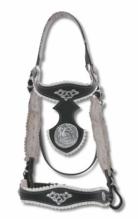 AMKA Prunkzaum Portugiesische Trense Barockzaum schwarz silber Ornamente PABLO B