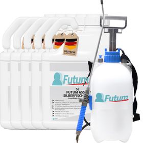 FUTUM 5x5L Silberfisch- / Asselspray + 5L Sprüher