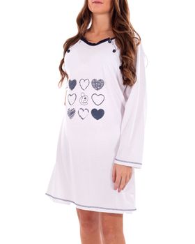 MYSANITY® Stillhemd, Langarm mit doppelter Öffnung, Weiß