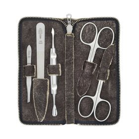 DREITURM Solingen  5-teiliges Maniküre-Etui aus Wildleder – Made in Solingen