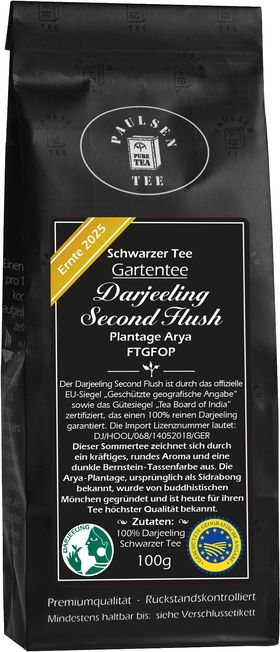 Paulsen Darjeeling Second Flush FTGFOP1 Plantage Arya, Ernte 2025