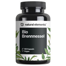 natural elements Bio Brennnessel – 180 Kapseln – 10:1 Brennnesselblattextrakt – hochdosiert