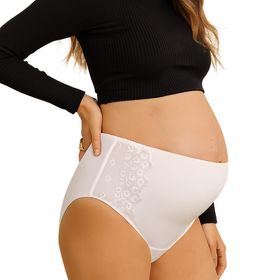 MYSANITY Umstands-Slip mit hoher Taille aus besticktem Tüll Weiß