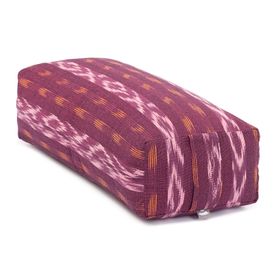 bodhi ETHNO Collection: Salamba (rechteckig) Yoga-Bolster Ikat-Webstoff, weinrot gem., Dinkelhülsen