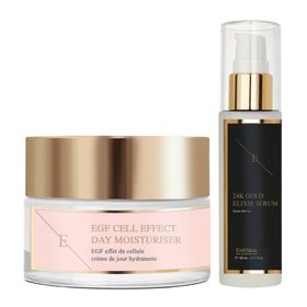 ErthSkin London Anti-Falten-Elixier-Serum 24 Karat Gold + Tagesfeuchtigkeitscreme mit EGF-Zelleffekt