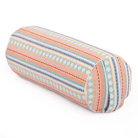 bodhi ETHNO Collection: Yoga-Bolster (rund), Jacquard-Webstoff, apricot-hellblau