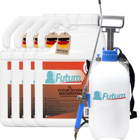 FUTUM 4x5L Zecken- / Mückenspray + 5L Sprüher