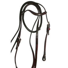 Einohrzaum mit rot eingeflochtenen Einsätzen  B WAHL