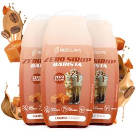Neosupps Zero Sirup Barista Caramel, 3 x 65ml, vegan, kalorienfreier Genuss ohne Zucker und Fett
