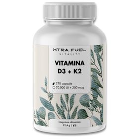 XTRA FUEL Vitamin D3 + K2 Kapseln: hochdosierte 20.000 I.E. + 200mcg MK-7