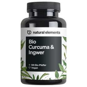 natural elements Bio Curcuma & Ingwer – 180 Stk – Bio Kurkuma, Ingwer & Pfeffer + Curcumin & Piperin