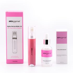 Skinosense® Hyaluron Booster Set, Hydra Derma Roller 3.0 mit 105 Nadeln & Hyaluron Serum