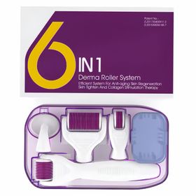 P-Beauty Dermaroller 6-in-1 Microneedling für Körper und Gesicht Lila