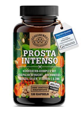 Scheunengut® PROSTA INTENSO | Prostata Kapseln mit Kürbiskern, Sägepalme, Selen uvm.