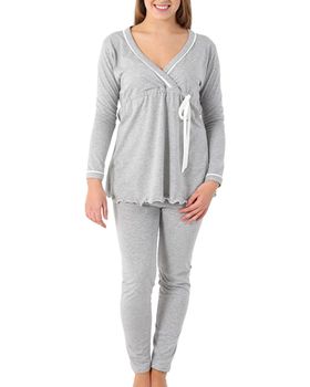 MYSANITY Stillpyjama aus Baumwolle, Grau melange