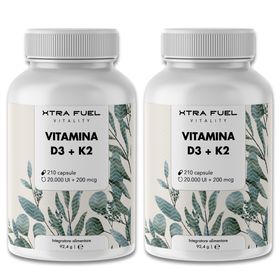 XTRA FUEL Vitamin D3 + K2 Kapseln: hochdosierte 20.000 I.E. + 200mcg MK-7