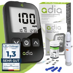 adia Blutzuckermessgerät-Set (mg/dl) zur Blutzucker-Kontrolle bei Diabetes