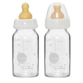 Hevea Glas-Babyflasche 120 ml weiß