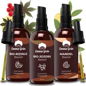 Emma Grün® Set mit Jojobaöl bio, Rizinusöl bio & Mandelöl kaltgepresst