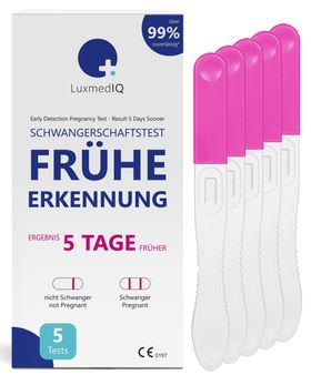 5x LuxmedIQ Schwangerschaftstest - hCG Test 25 mIU/mL - über 99% Zuverlässig