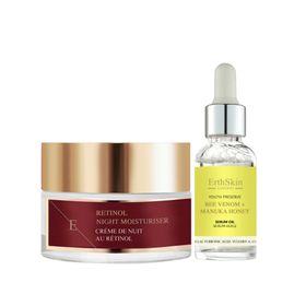 ErthSkin London Retinol-Nachtfeuchtigkeitscreme + Bienengift + Manuka-Honig-Serumöl