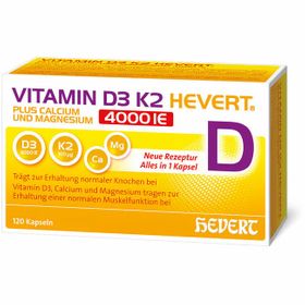 Vitamin D3 K2 Hevert plus Calcium und Magnesium 4000 IE