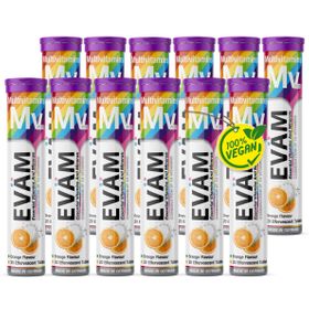 EVÄM Multivitamin Brausetabletten, 10 Vitamine | Energie & Immunsystem | Vegan - 12 Set