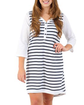 MYSANITY® Nachthemd Polo, 3/4 Ärmel, Weiß