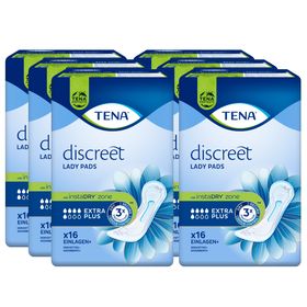 TENA 6x16 Stück Lady Discreet Extra Plus Inkontinenz-Einlage bei mittlerem bis starkem Harnverlust