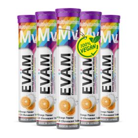EVÄM Multivitamin Brausetabletten, 10 Vitamine | Energie & Immunsystem | Vegan - 5 Set