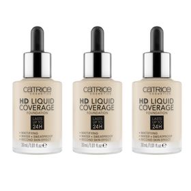 Catrice HD Liquid Coverage Foundation 010 Light Beige, 3er Pack