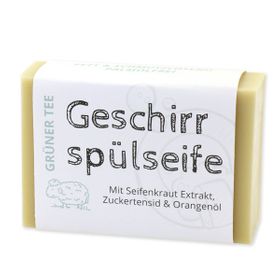 Florex - Geschirrspülseife eckig mit Papierschleife, Grüner Tee