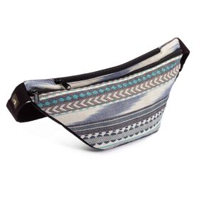 ETHNO Collection: Bauchtasche Ikat-Webstoff, schwarz-weiß-blau gemustert,  Hip Bag