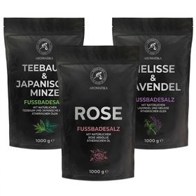 AROMATIKA Fußbadesalz Set mit Melisse und Lavendel - Teebaum und Japanische Minze