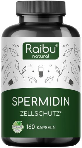 RAIBU Spermidin Kapseln Hochdosiert, 6 mg Spermidin pro Kapsel, Aus Weizenkeimextrakt