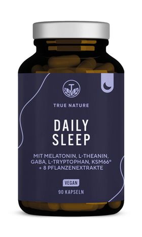 TRUE NATURE® Daily Sleep Schlafkapseln - Premium Schlaf-Komplex mit Melatonin