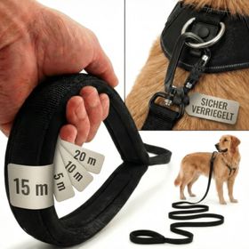 HUND IST KÖNIG® 15m Hunde Schleppleine mit Sicherheitskarabiner & gepolsterter Handschlaufe