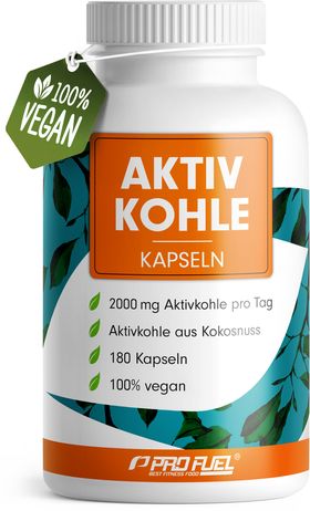 Aktivkohle Kapseln optimal hochdosiert mit 2000 mg Aktivkohle aus Kokosnuss pro Tag