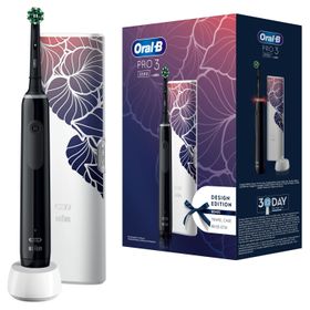 Oral-B - Elektrische Zahnbürste "Pro 3 + Reiseetui Floral Design" in Schwarz